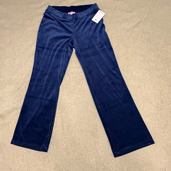 Juicy Couture Velour Track Pants Navy Blue Bling Logo NWT Large - Picture 10 of 15